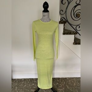 *NWT* Missguided - Size 4 - Lime Basic Long Sleeve Crew Neck Midaxi Dress